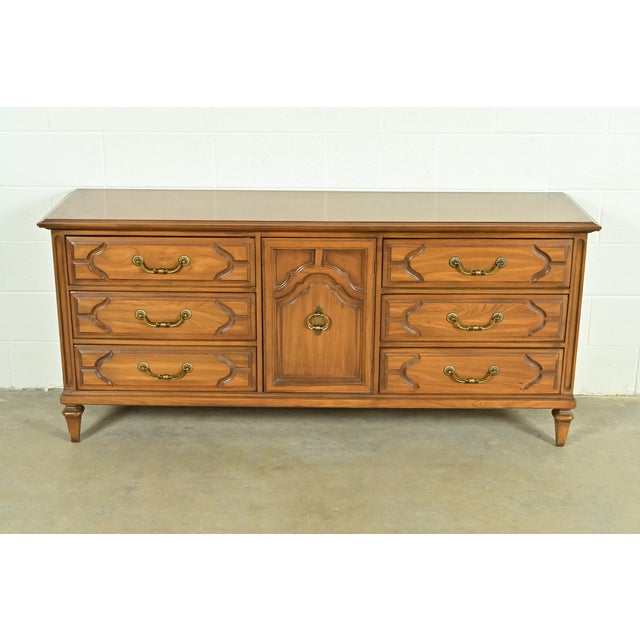 A gorgeous French Regency Louis XV style nine-drawer long dresser or credenza In the manner of Henredon By Sherill...