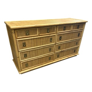 Vintage Dal Vera Rattan Bamboo Brass Dresser For Sale