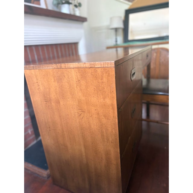 Dixie Matched Dixie Campaigner Desk & Chair Set, C. July 1978 — 767 Collection, Original Brass Hardware For Sale - Image 4 of 12