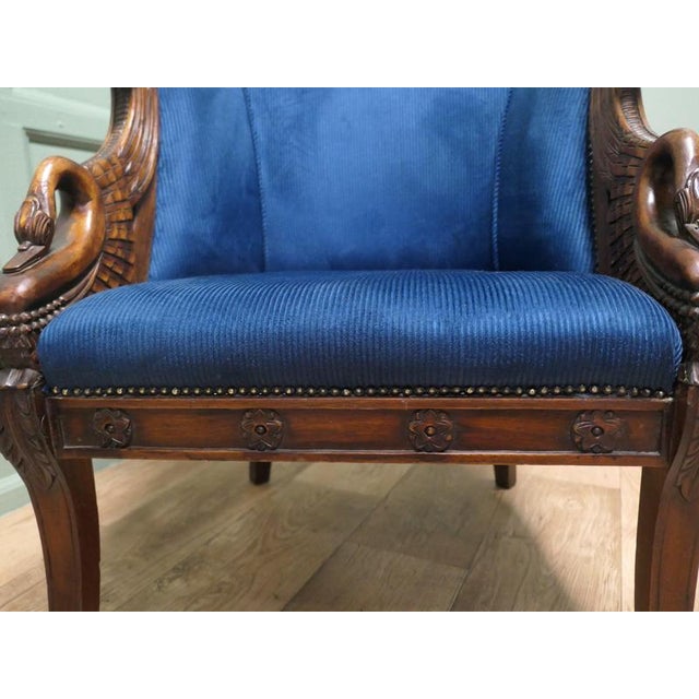 Textile Victorian Upholstered Tub Chairs with Swans, Set of 2 For Sale - Image 7 of 9