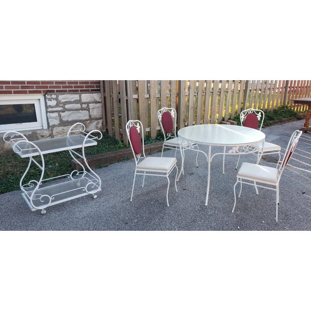 1950's Vintage Outdoor Dining Set With Side Cart Chairish