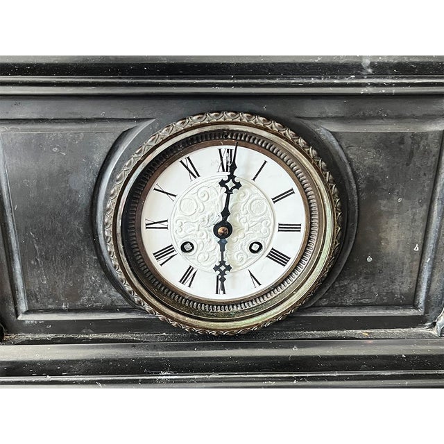 20th Century Black Marble Clock For Sale - Image 4 of 4
