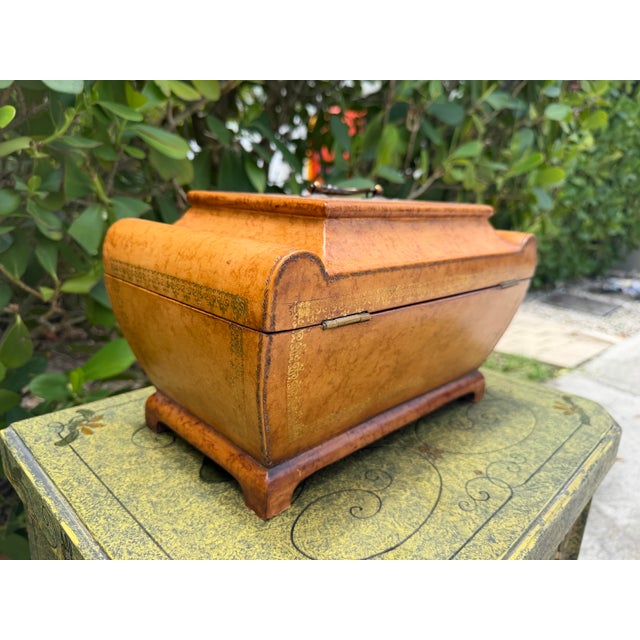 Vintage 13” Leather Decorative Box With Gilt Tooling For Sale - Image 10 of 12
