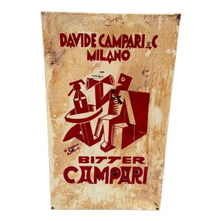 Campari Advertising Sign from Davide Campari & C. Milan, 1920s For Sale