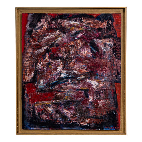 Jozef Mees, Abstract, 1962, Oil on Medium-Density Fibreboard For Sale