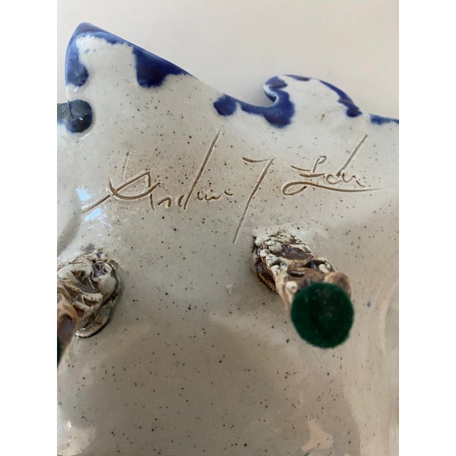 Vintage 1990s PostModern Signed Studio Pottery Art Vessel on Legs For Sale - Image 10 of 12