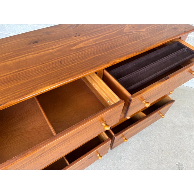Ethan Allen Country Craftsman Shaker Style 6 Drawer Pine Dresser & Mirror For Sale - Image 9 of 12