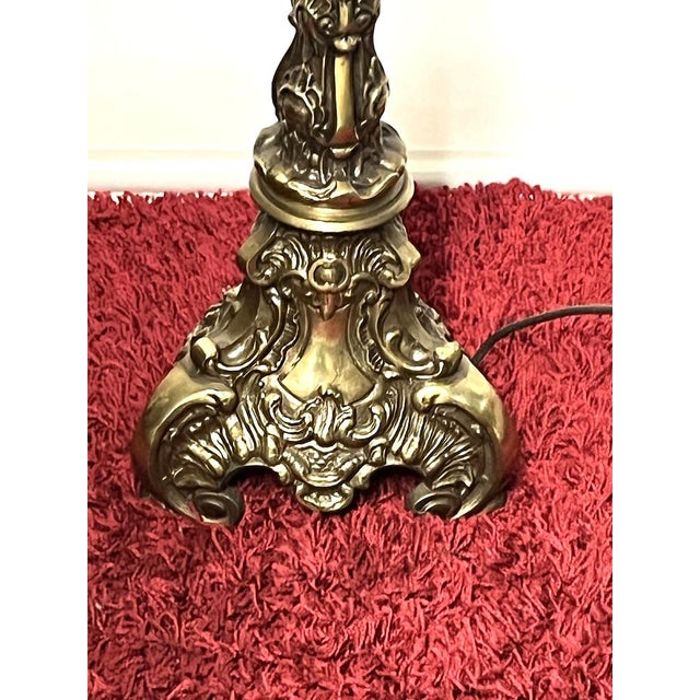Brass Floor Lamp in the style of Tiffany, 1950s For Sale - Image 4 of 14
