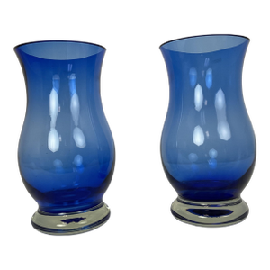 1960s Moth Blown Cobalt and Clear Romanian Vase Pair