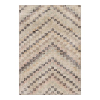 Vintage Distresssed Zeki Müren Rug With Geometric Patterns Rug & Kilim For Sale