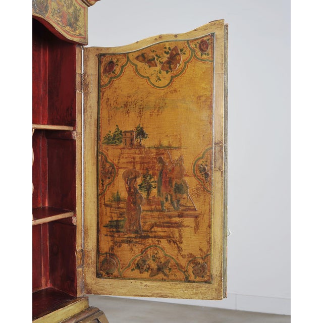 19th Century Venetian Lacquer Painted Secretary Bookcase Desk For Sale - Image 13 of 18