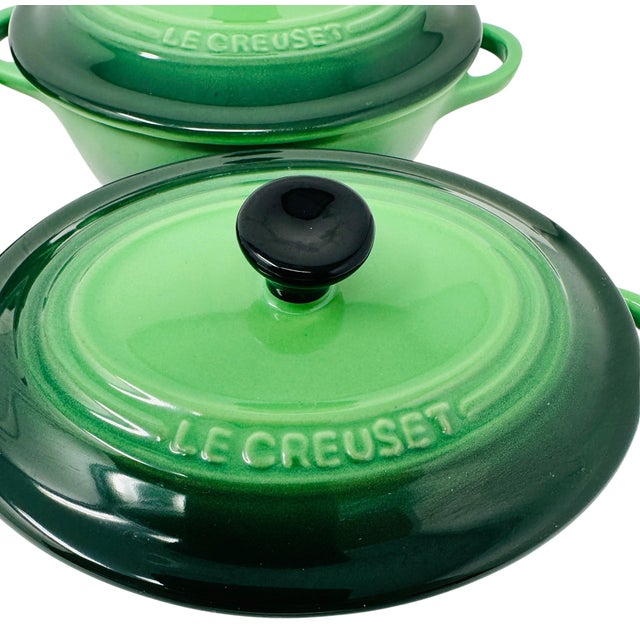Modern Le Creuset 12oz Petite Oval Casseroles in Bamboo Green - Set of 4 For Sale - Image 3 of 11