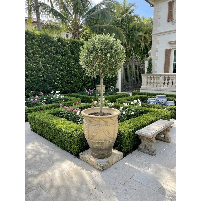 Vintage Italian Neoclassical Style Terracotta Garden Planter With Caryatid Reliefs For Sale - Image 11 of 12