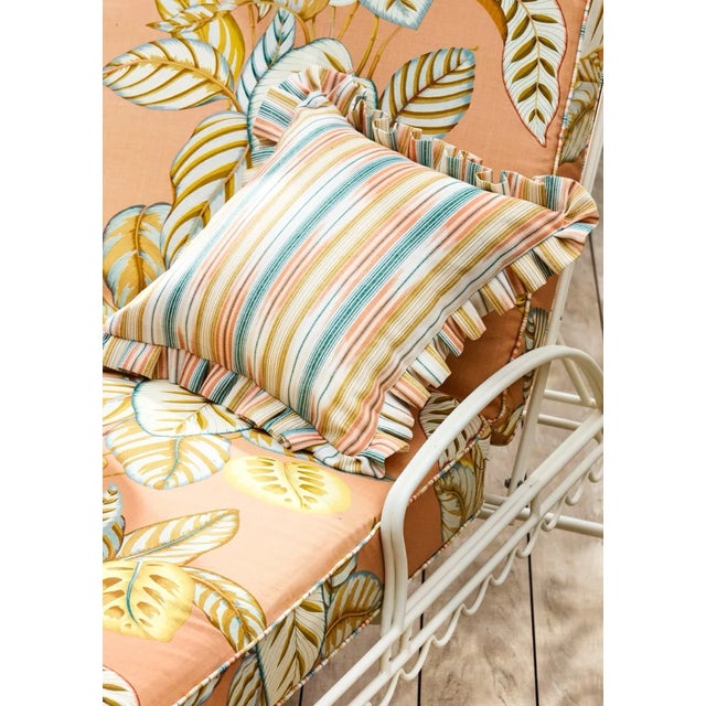 With a strie effect running through this wonderfully versatile mid-scale ikat-style stripe fabric can be hung horizontally...