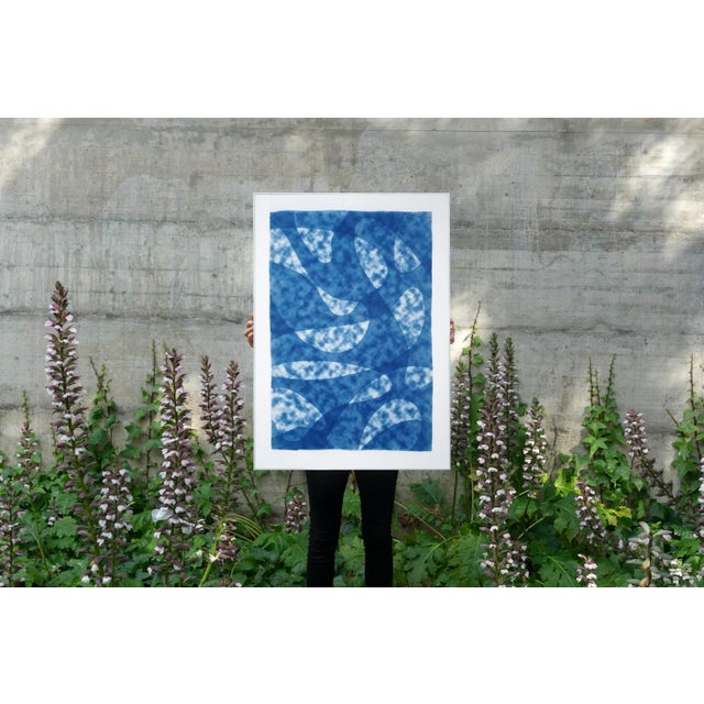 Paper 2021 "Misty Underwater Shapes" Contemporary Cyanotype on Watercolor Paper For Sale - Image 7 of 11