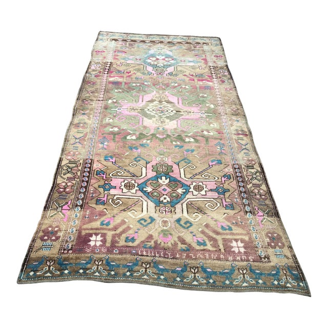 1960s Vintage Oushak Turkish Rug - 4′9″ × 10′7″ For Sale