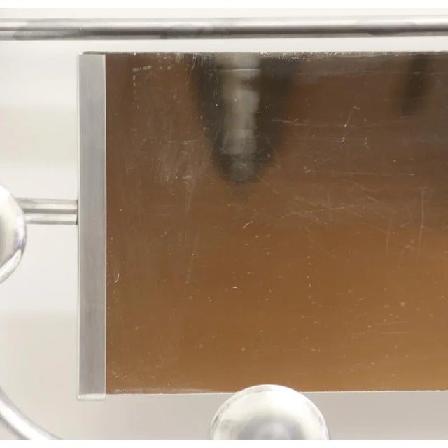 Art Deco French Aluminum Coat Rack with Mirror, 1940s For Sale - Image 4 of 6