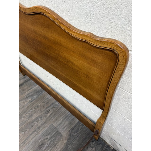 Vintage Full Size French Provincial Solid Oak Bed For Sale - Image 10 of 15