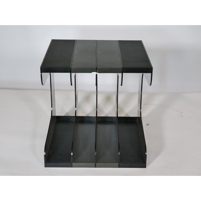 Black Space Age Vinyl Stand in Smoked Acrylic Glass, 1970s For Sale - Image 8 of 16