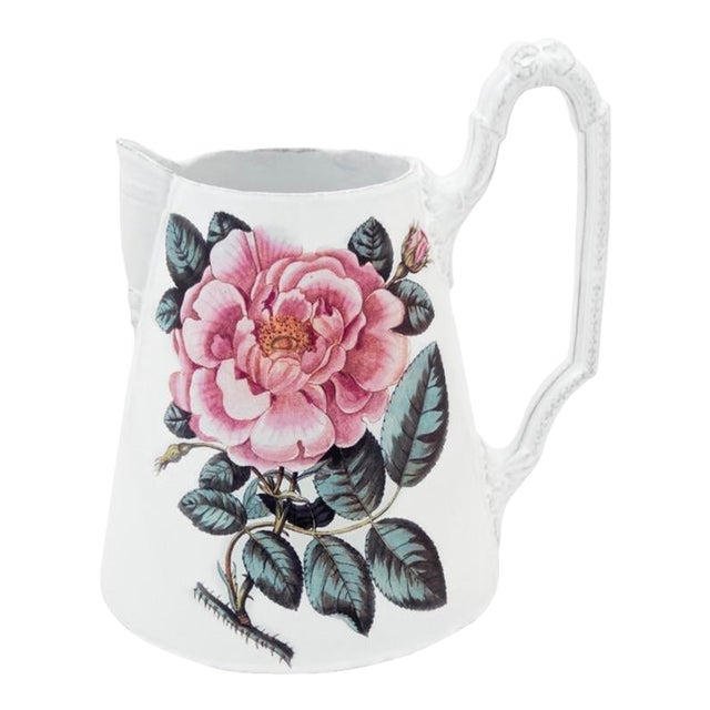 Late 19th Century Astier De Villatte X John Derian "Rose" Pitcher - Handmade in Paris For Sale