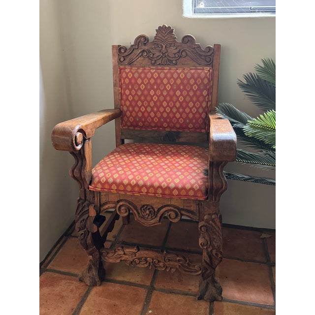 Late 19th Century Late 19th Century A Spanish Colonial Revival Carved Hardwood Armchair. For Sale - Image 5 of 9