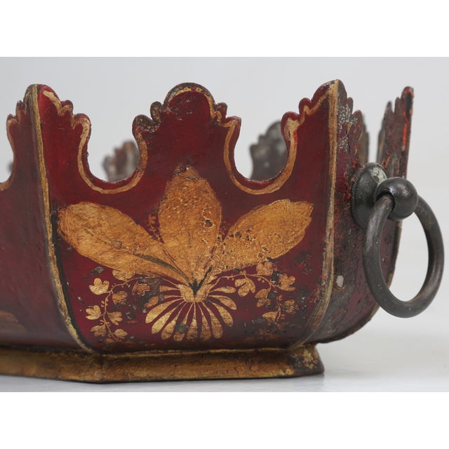Brown Antique French Tole Painted Jardinière or Planter, Circa 1800s For Sale - Image 8 of 12