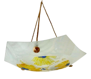 Art Deco French Pendant Light in Glass by Loys Lucha for Charles Ranc, 1920s