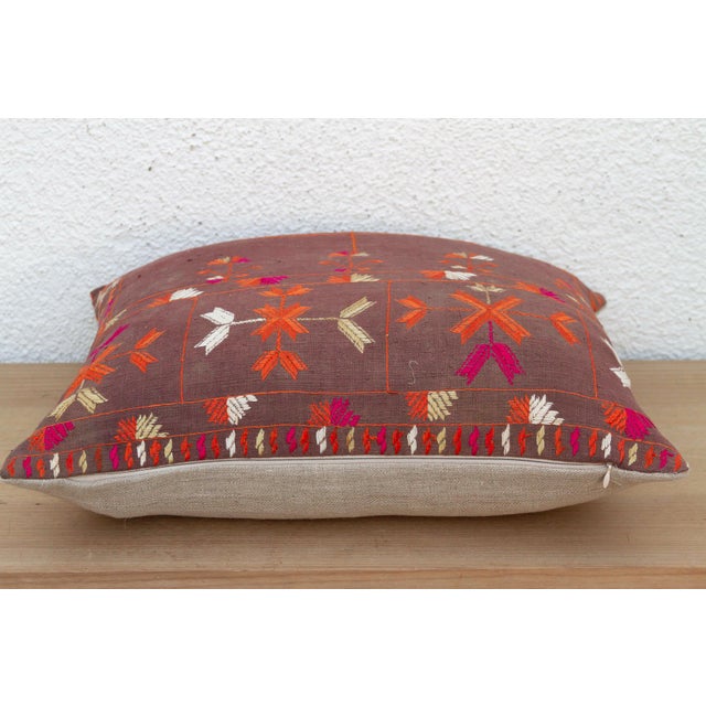 Mosaic Medallion, Antique Phulkari Pillow Cover For Sale - Image 4 of 6