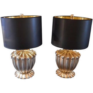White Gold Bryan Cox Lamps - a Pair For Sale