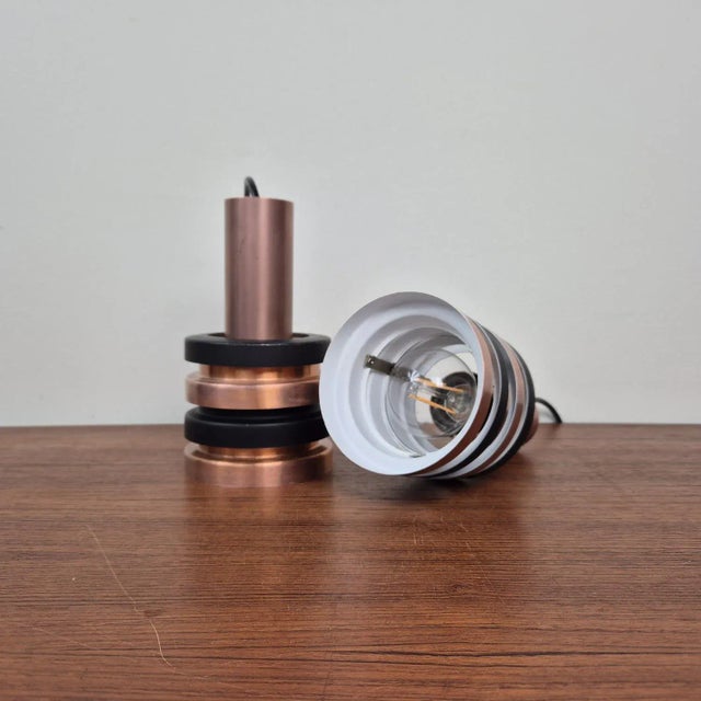 Mid-Century Modern Swedish Bison Pendant Lamps in Copper, 1960s, Set of 2 For Sale - Image 3 of 9