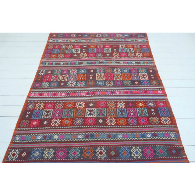 Vintage Turkish Balya Kilim Embroidery Rug For Sale - Image 10 of 13