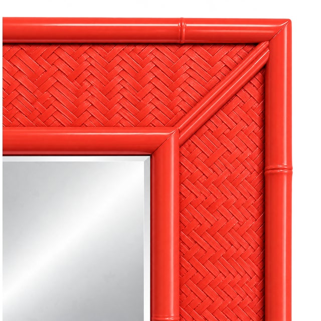 Coral Bamboo Weave Wall Mirror For Sale - Image 4 of 4