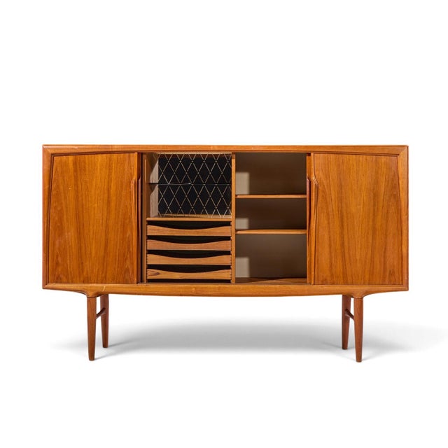 Wood Gunni Omann Mid Century Danish Teak High Sliding Door Credenza For Sale - Image 7 of 10