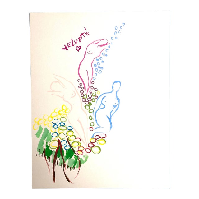 1995 Velupte Wine Bottle Advertisement Drawing For Sale