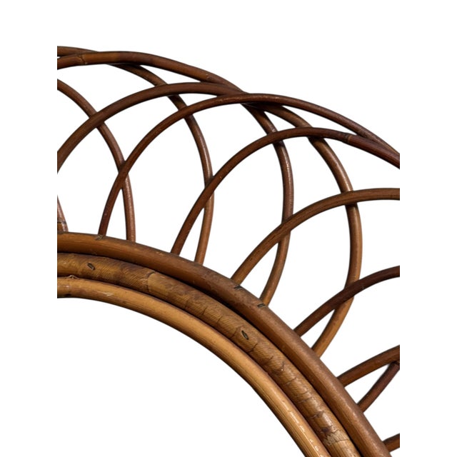 Large Rattan Mirror, France, 1960s For Sale - Image 3 of 6