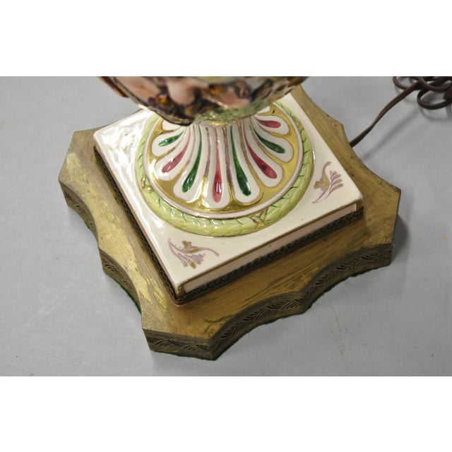 Ceramic Antique Italian Capodimonte Ceramic Porcelain Figural Urn Table Lamps - A Pair For Sale - Image 7 of 16