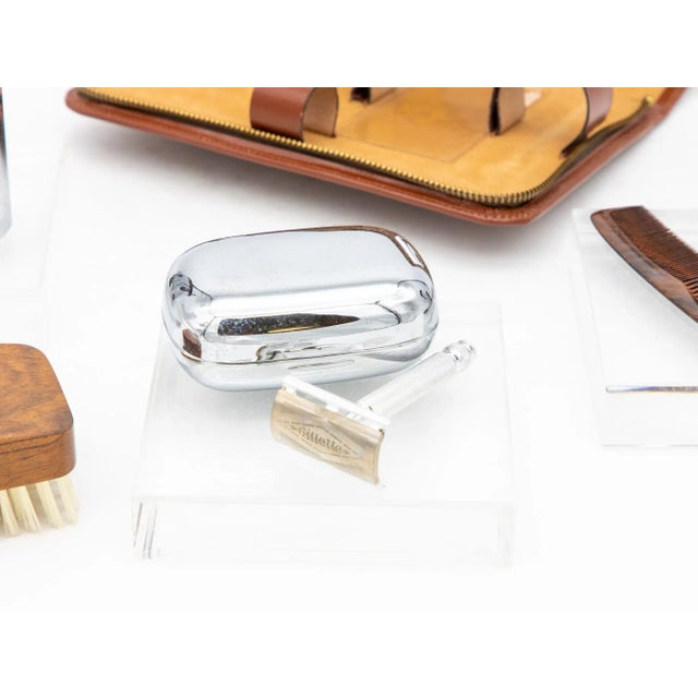 1960s Vintage Men's Grooming Kit With Leather Case For Sale - Image 5 of 11