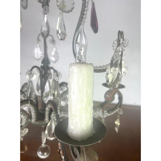 Glass French Crystal Beaded Chandelier C. 1900's For Sale - Image 7 of 12