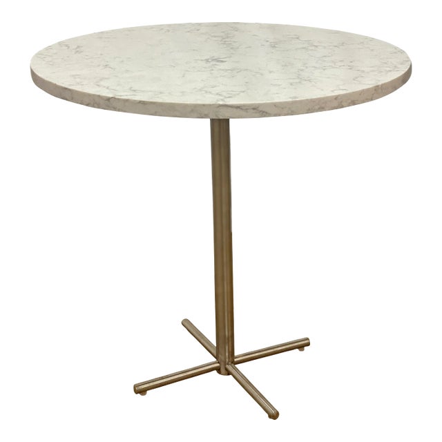 Marbled Quartz Round Side Table From Room & Board For Sale