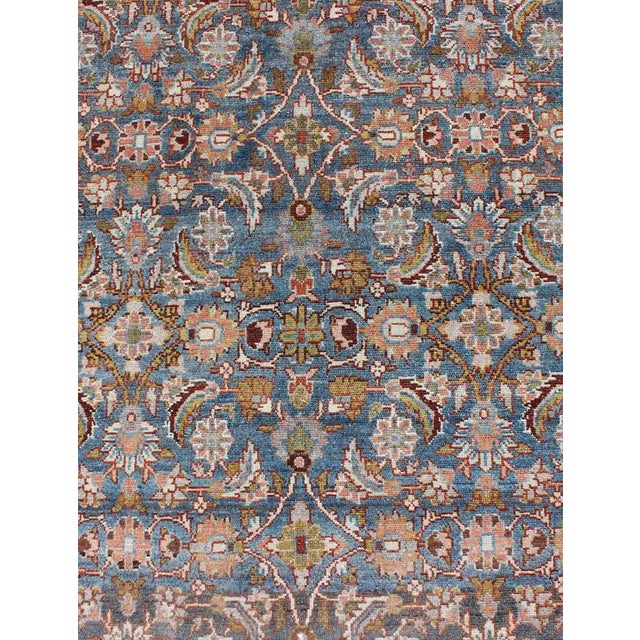 Antique Persian Malayer Gallery Runner With Allover Floral Motifs in Faded Blue For Sale - Image 10 of 12