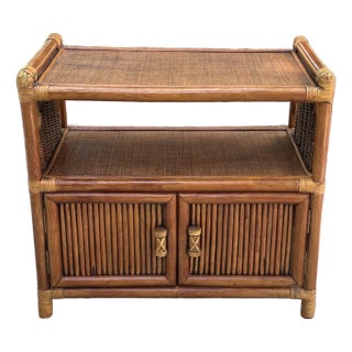 Versatile Rattan 2 Door Cabinet Attributed to McGuire For Sale