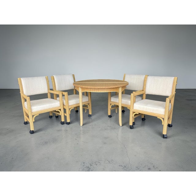 Vintage 1980s Coastal Rattan Round Dining Table in the Style of Henry Link For Sale - Image 10 of 12