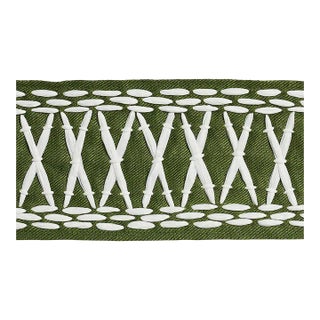 Schumacher X Mary McDonald Tikki Tape Trim in Green For Sale