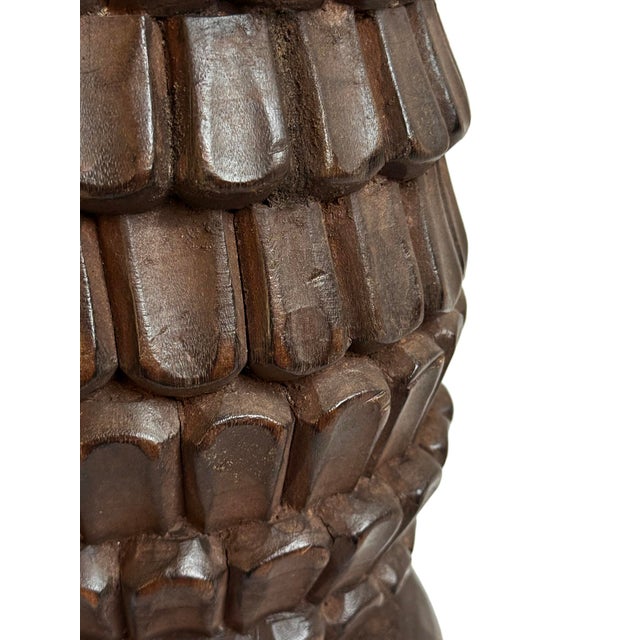 Mid 20th Century Vintage Small Bamileke Feather Wood Stool For Sale - Image 5 of 6