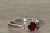 The Kynlee: Ladies Vintage Ruby and Diamond Trilogy Ring in 14K For Sale - Image 4 of 9