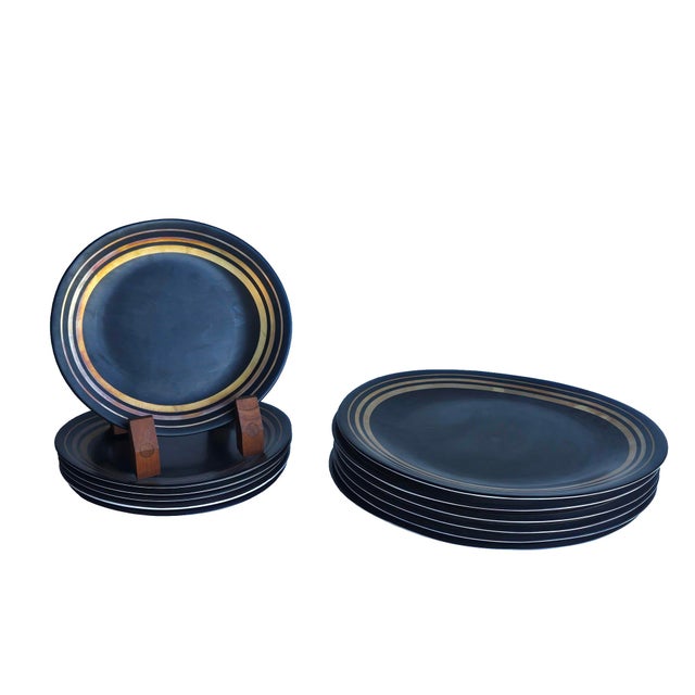 Coffee 1970s Block Bidasoa Porcelain Orbit Creation Dinner and Salad Plates, 12 Piece Set For Sale - Image 8 of 14