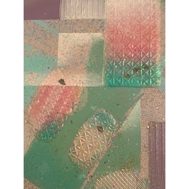 Vintage Postmodern 1980s Abstract Large Canvas Oil Painting Wall Art Signed Noah For Sale - Image 9 of 12