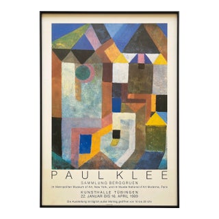 Paul Klee Vintage 1989 Modernist Lithograph Print Framed Exhibition Poster " Colorful Architecture " 1917 For Sale