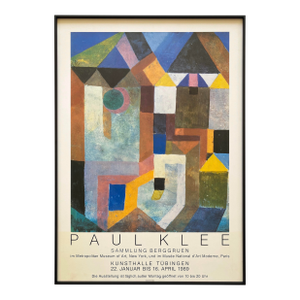 Paul Klee Vintage 1989 Modernist Lithograph Print Framed Exhibition Poster " Colorful Architecture " 1917