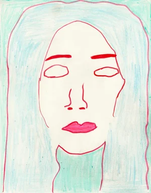 "Self Portrait (D1619)" Original Contemporary Drawing by Mireya Betances